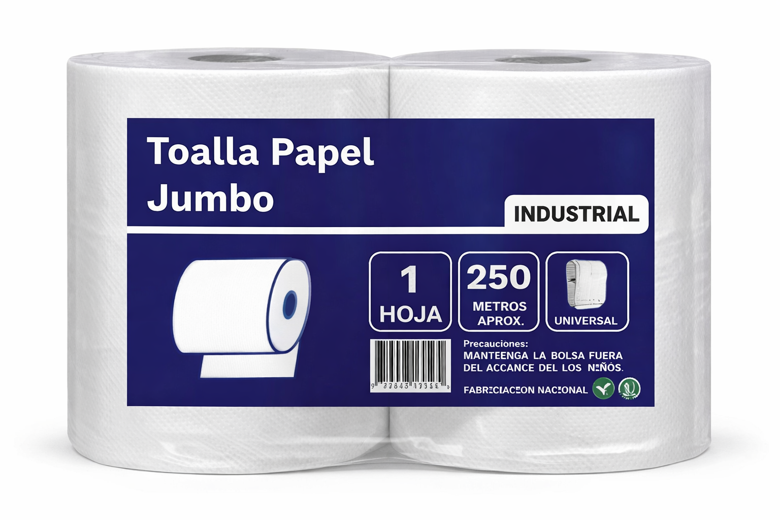Toalla Papel 250 (Bolsa 2 rollos)